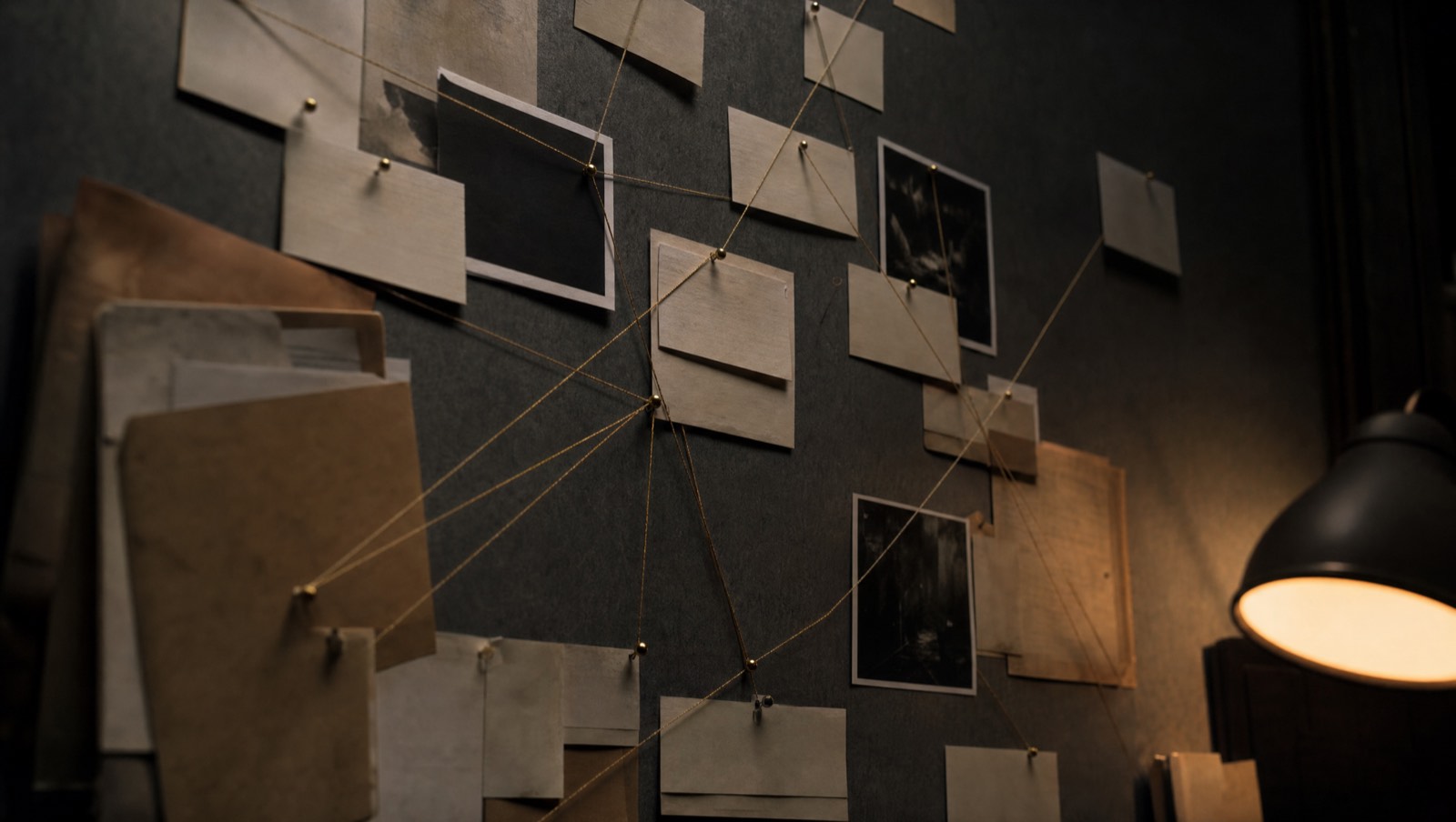 Illustrative image: an investigation board. AI-generated, not a photograph.